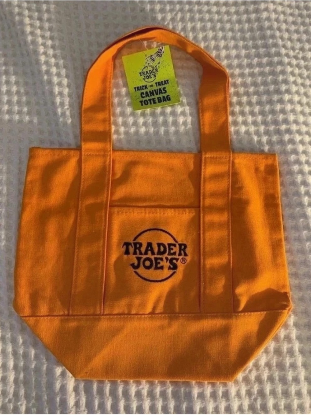 Trader Joe's Orange Canvas Trick or treat tote bag NWT
